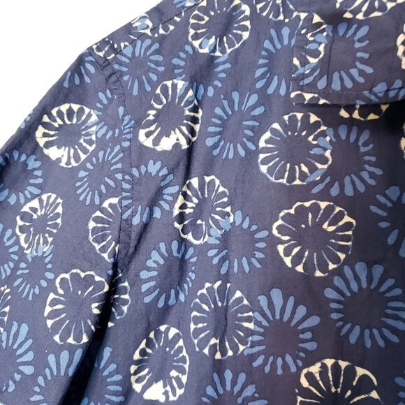 Slate & Stone Bates Mens XL Floral Indigo TyeDye Short Sleeve Button Up - Picture 4 of 9